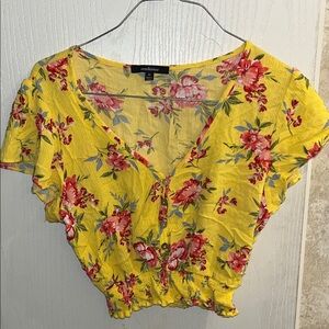 Ambiance Bright Yellow Floral Blouse